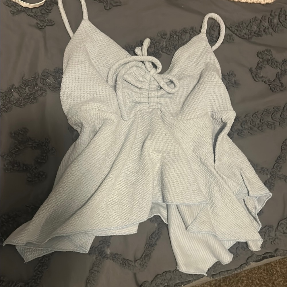 Flowy babydoll top light blue